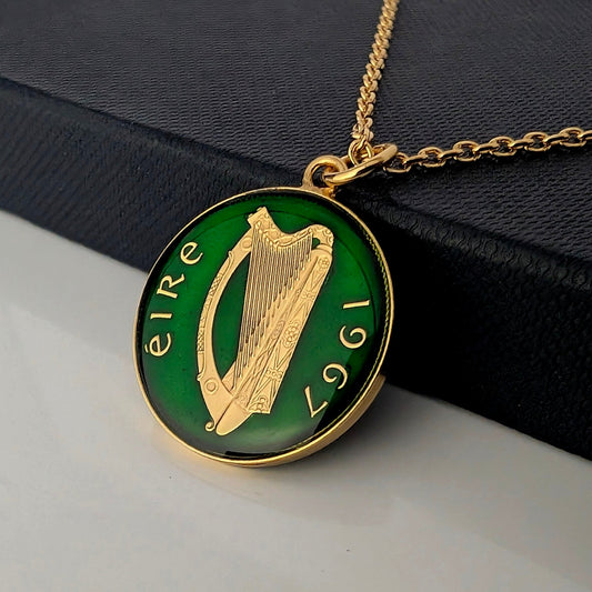 Irish Sixpence - Enamelled Coin Necklace