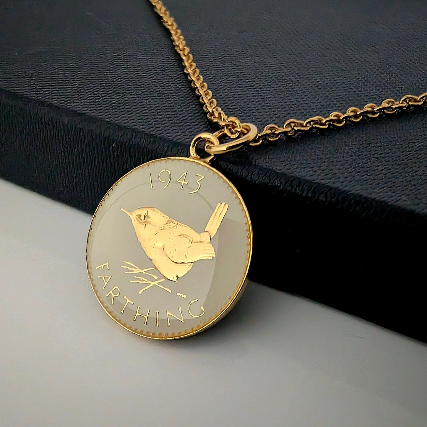 Wren Farthing (1937-1956) - Enamelled Coin Necklace