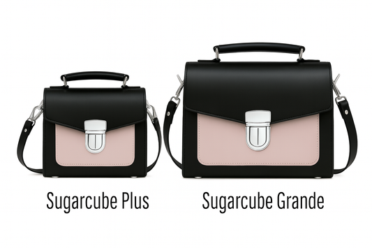 Handmade Leather Sugarcube Handbag - Rose Truffle