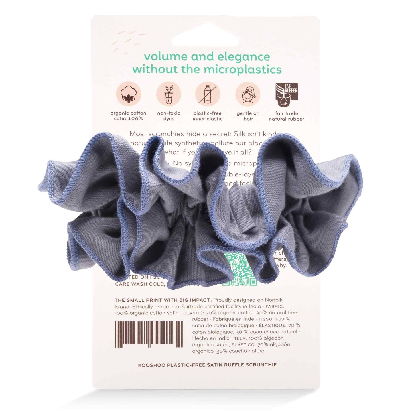 Ruched Organic Satin Scrunchie – Plastic-Free Hair Accessory