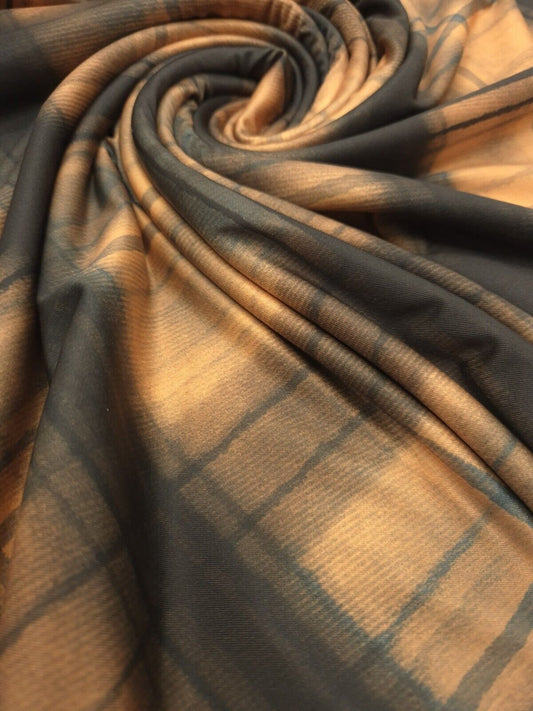 Rust & Checkered Print Soft Touch Stretch Fabrics