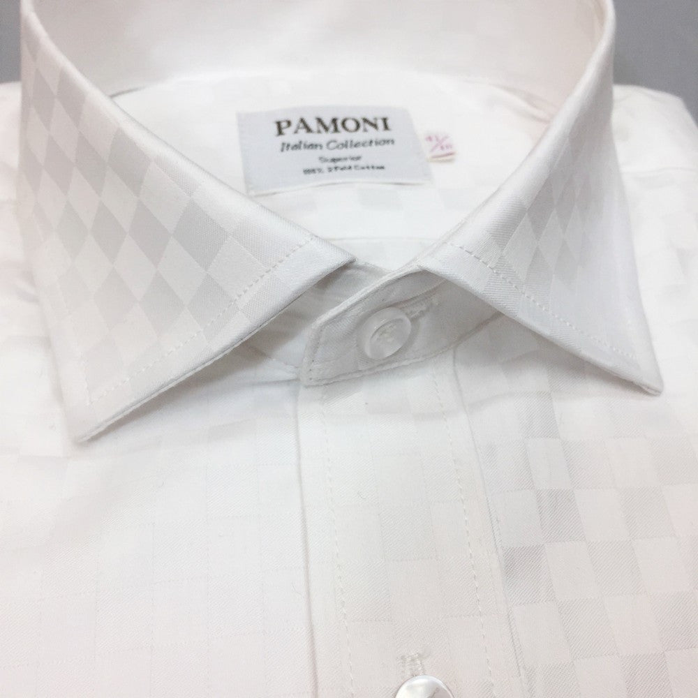 White Box Pattern Slim Fit Shirt