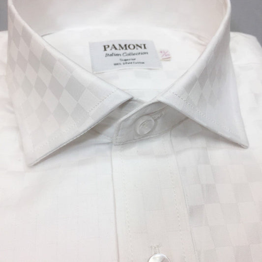 White Box Pattern Slim Fit Shirt