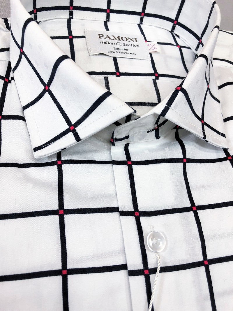 White Black Check Slim Fit Shirt