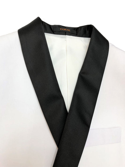 White Black Lapel Slim Fit Dinner Suit