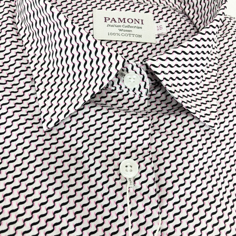 Black/Pink Chevron Embroidery Shirt