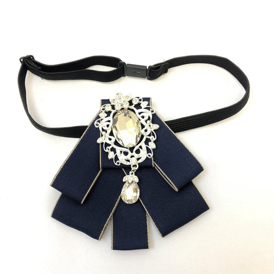 Rhinestone Crystal Ribbon Bow Tie