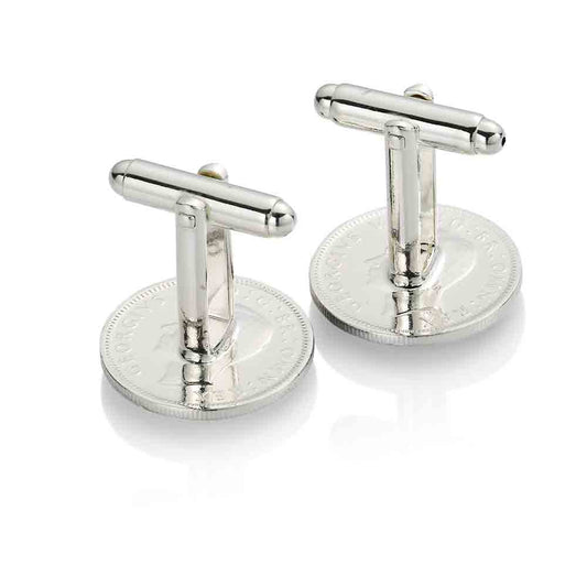 George VI Sixpence (1937-1952) - Enamelled Coin Cufflinks