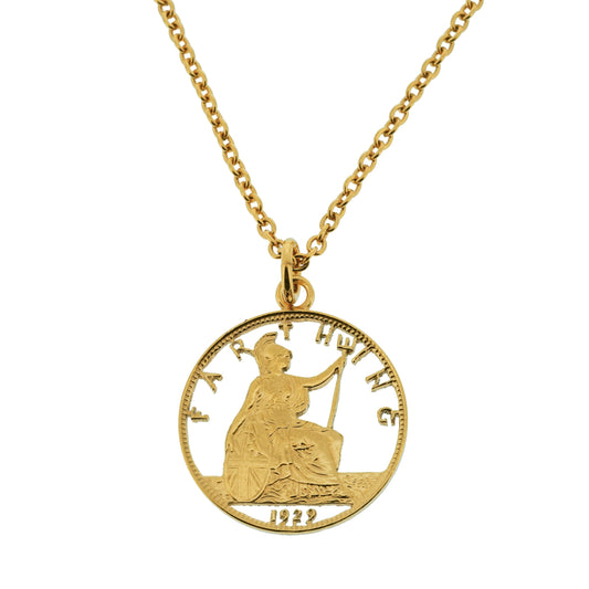 George V Farthing (1920-1936) - Britannia Design - Cut Out Coin Necklace