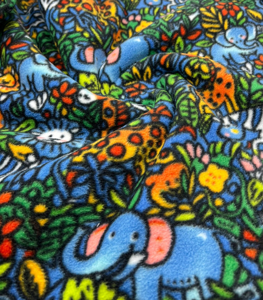 Safari Animals Printed Anti-Pil Polar Fleece Fabric Blanket Loungewear