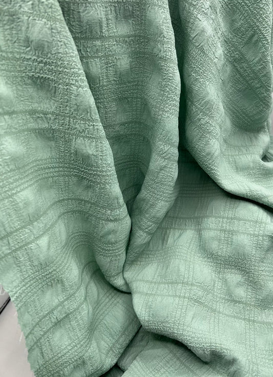 Sage Green Textured Bubble Non Stretch Fabric