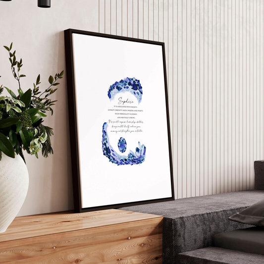 Sapphire Birthstone wall art print