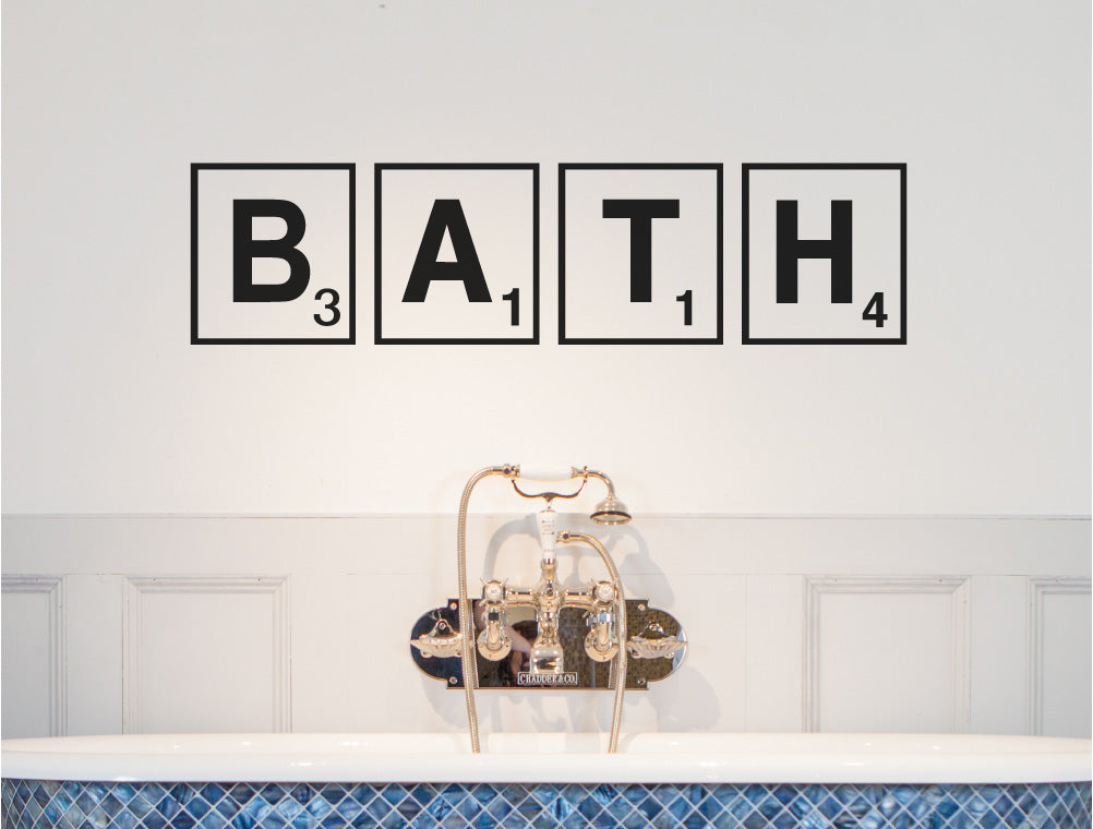 Bath Scrabble Wall Art Sticker – Fun Bathroom Word Decor
