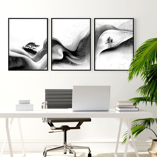 Set of Three Framed Wall Art | Set of 3 Asian Inspired Wall art Prints