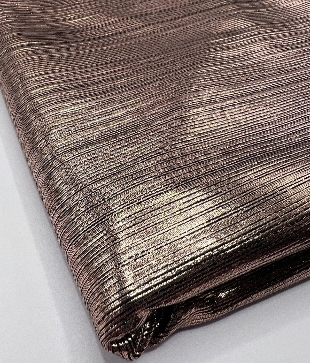Shiny Bronze Metallic Foil Rib Fabric