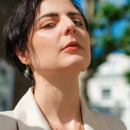 Medusa Gemstone Drop Earrings Malachite