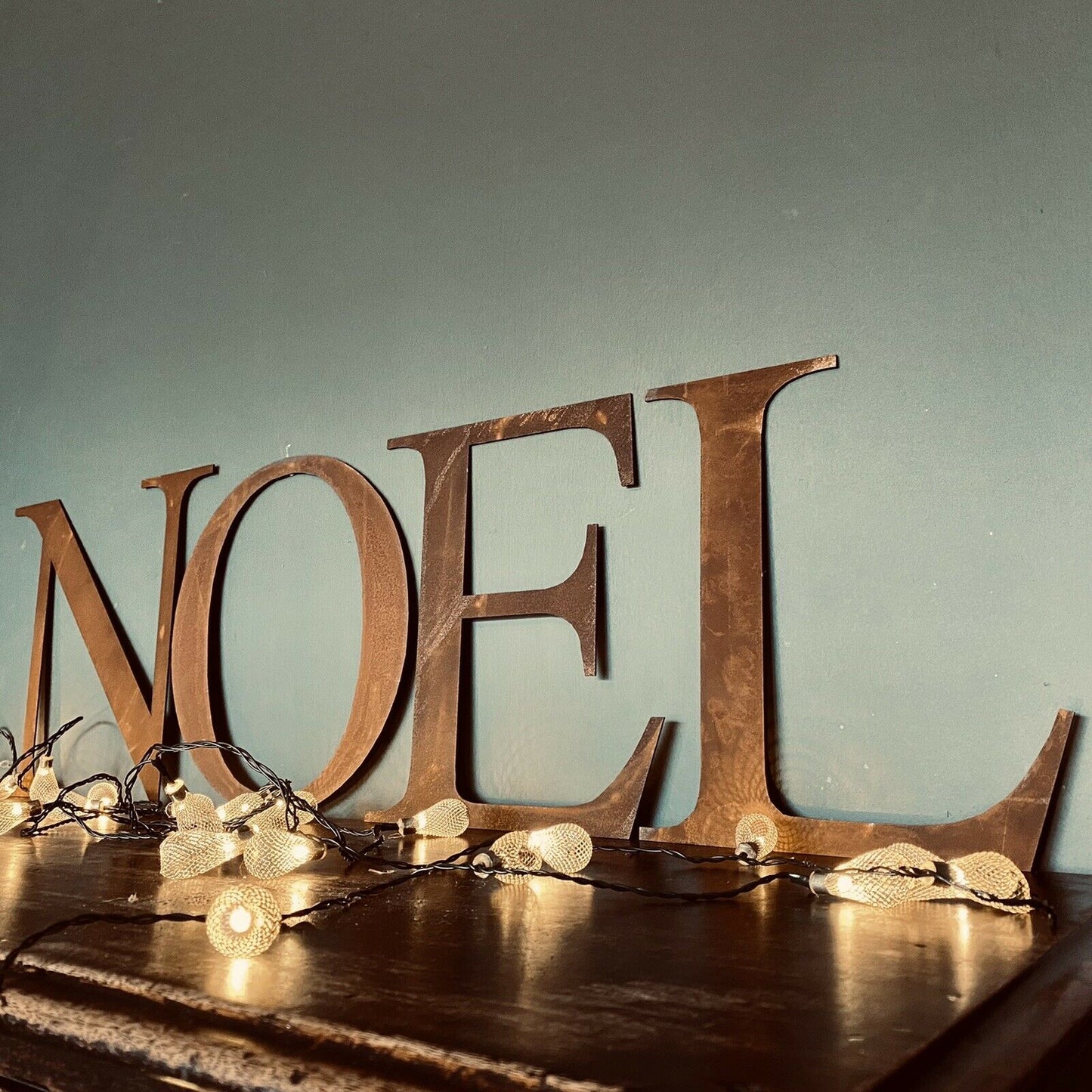 NOEL Rustic Rusted Metal Letters Christmas House Fireplace Mantle Decoration