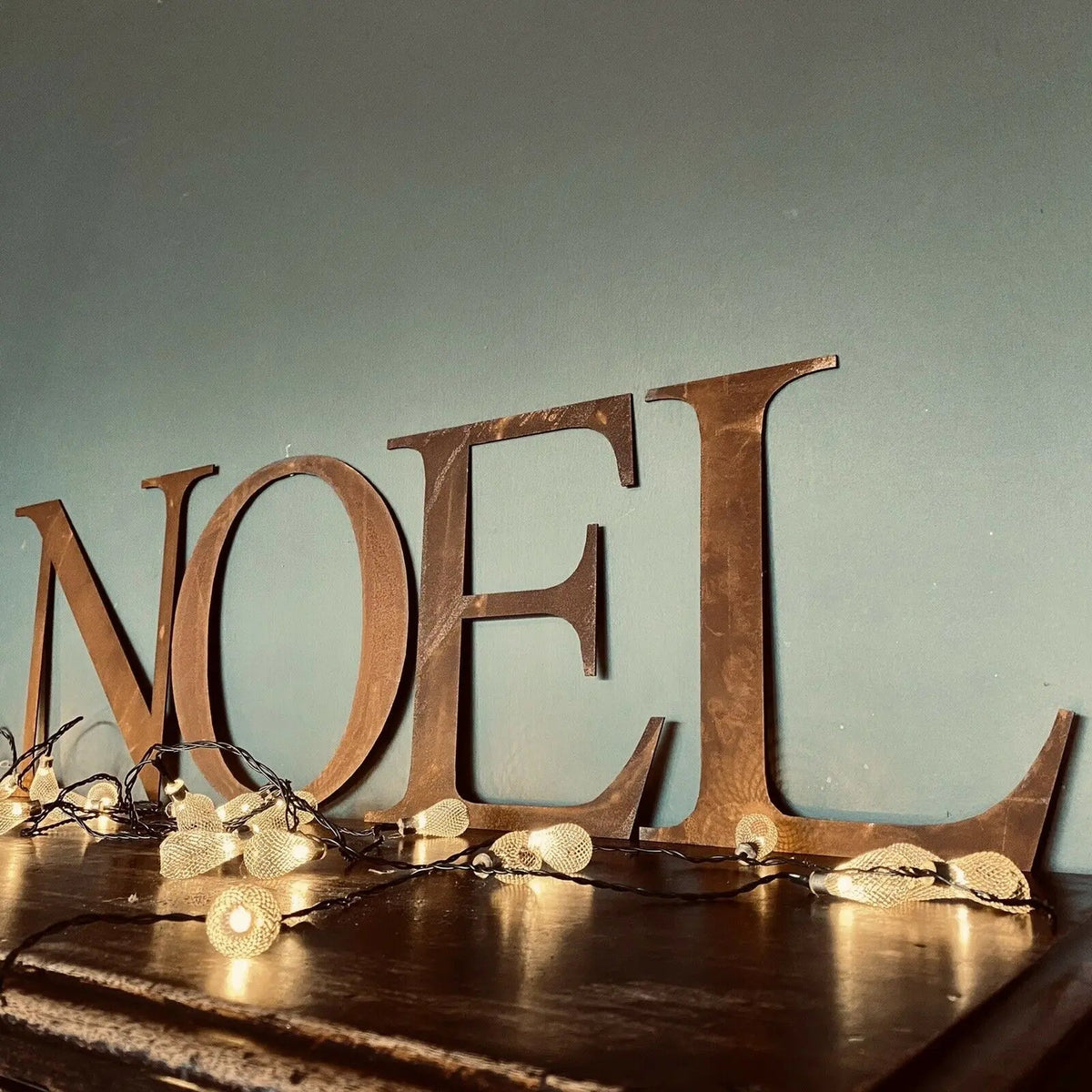 NOEL Rustic Rusted Metal Letters Christmas House Fireplace Mantle Decoration