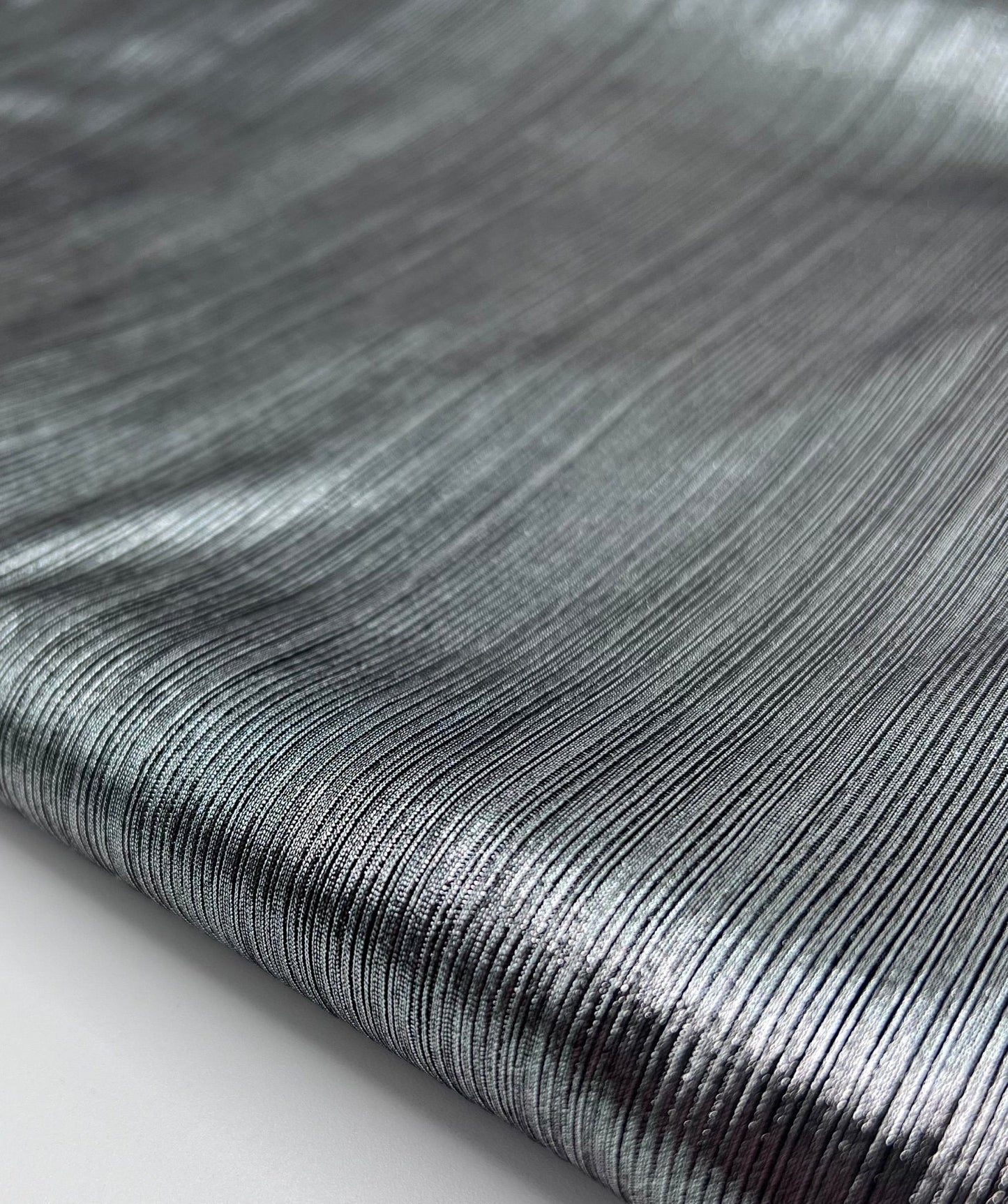 Silver Metallic Stretch Foil Rib Fabric