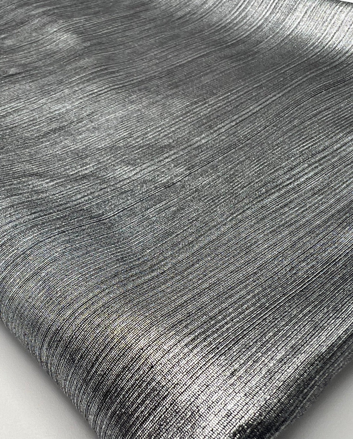Silver On Black Metallic Foil Rib Fabric