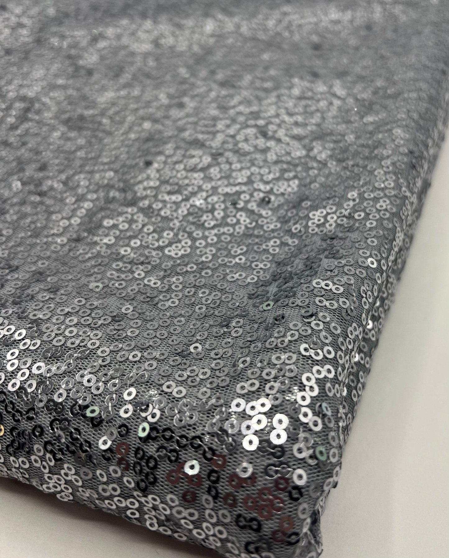 Silver On Grey Sequin Detail Non Stretch Fabric