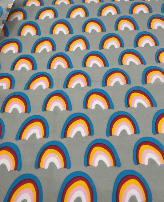 Silver Rainbow Printed Polycotton 90 GSM 80/20 44 Inch Non Stretch