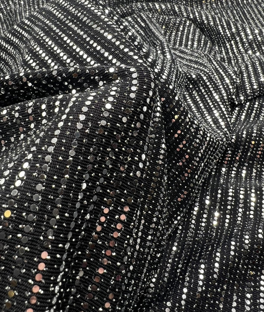 Silver Sequin Nylon Metallic Sparkle Stretch Fabric