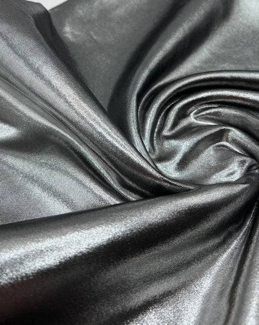 Silver Shiny Foil Swimwear / Sportswear 4 Way Stretch Fabric