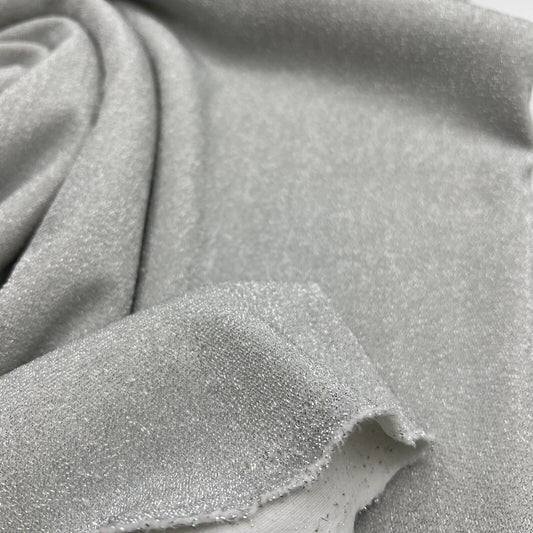 Silver Thread Detail Silver Lurex Sparkle Metallic Stretch Knit Fabric