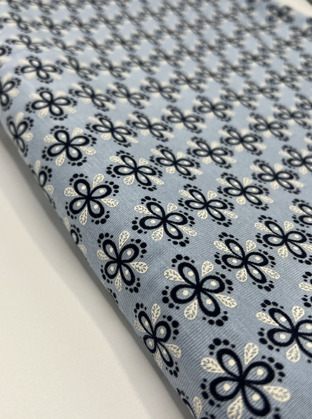 Sky Blue Floral Print Viscose Elastane Fabric