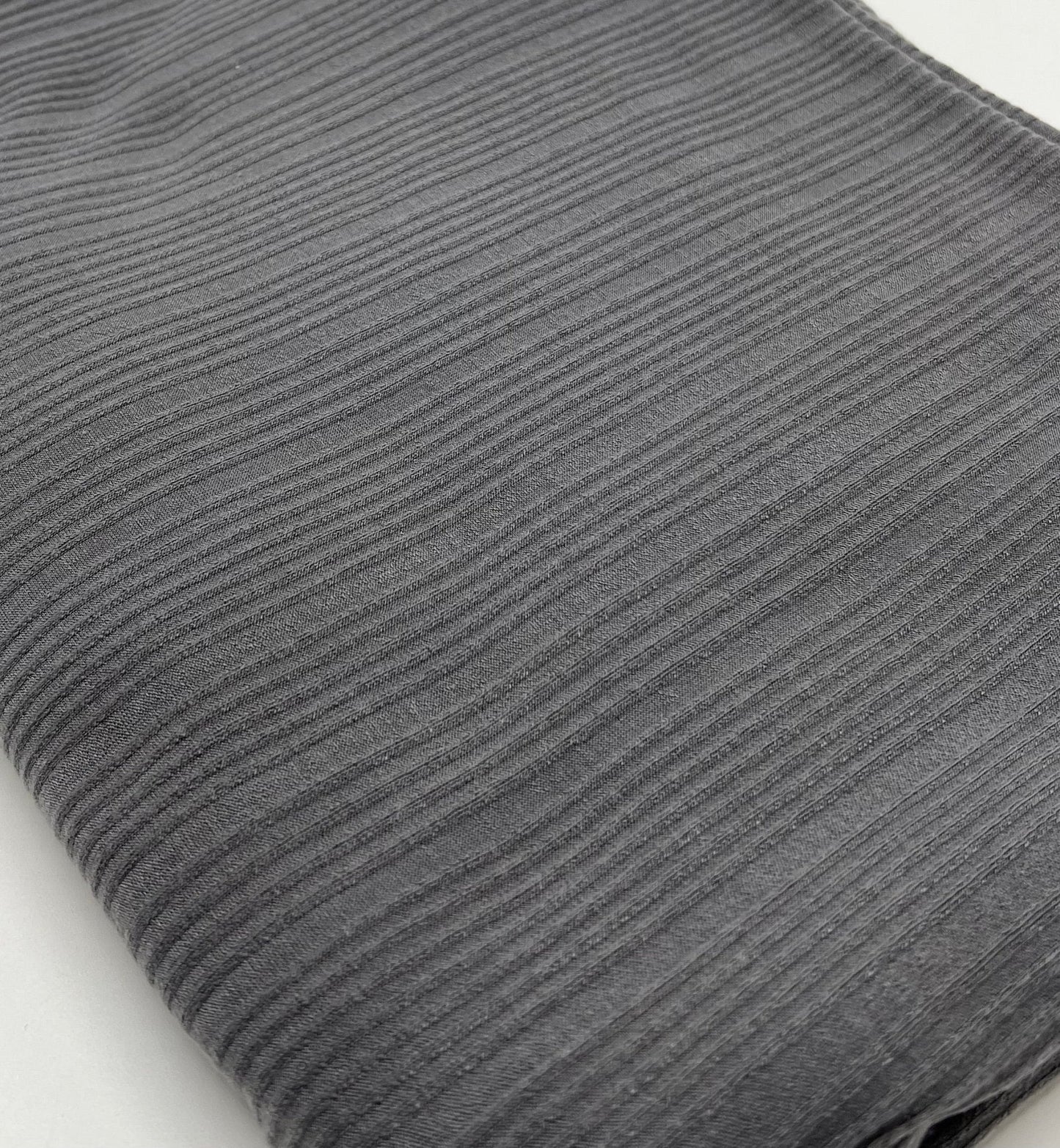 Slate Grey Textured Stripe Rib Stretch Fabric