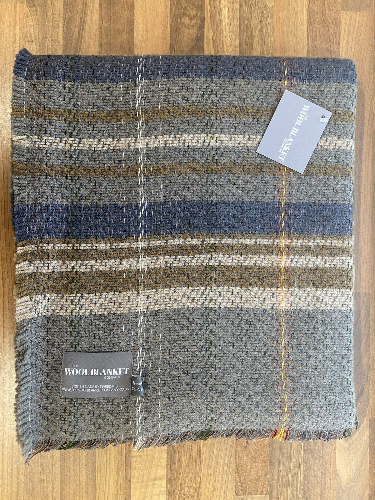 Large Checked Random Recycled Wool Blanket