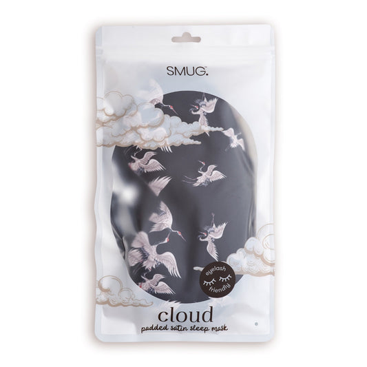 Cloud Padded Satin Sleep Mask - Moonlit Cranes Print