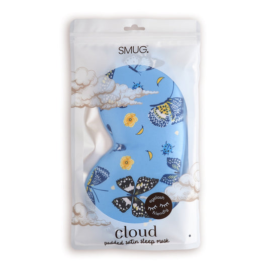 Cloud Padded Satin Sleep Mask - Butterflies Print
