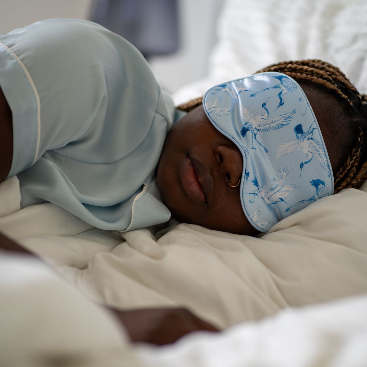 Satin Sleep Mask - Cranes Print