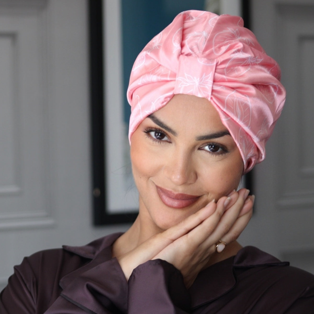 Satin Sleep Turban, Strawberry Surprise