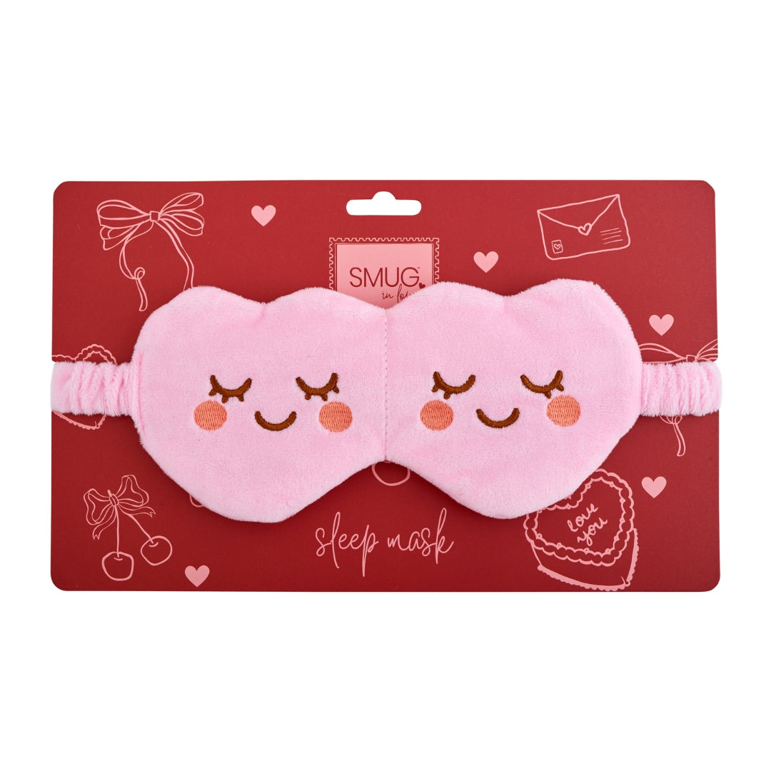 Novelty Plush Sleep Mask - Pink Hearts