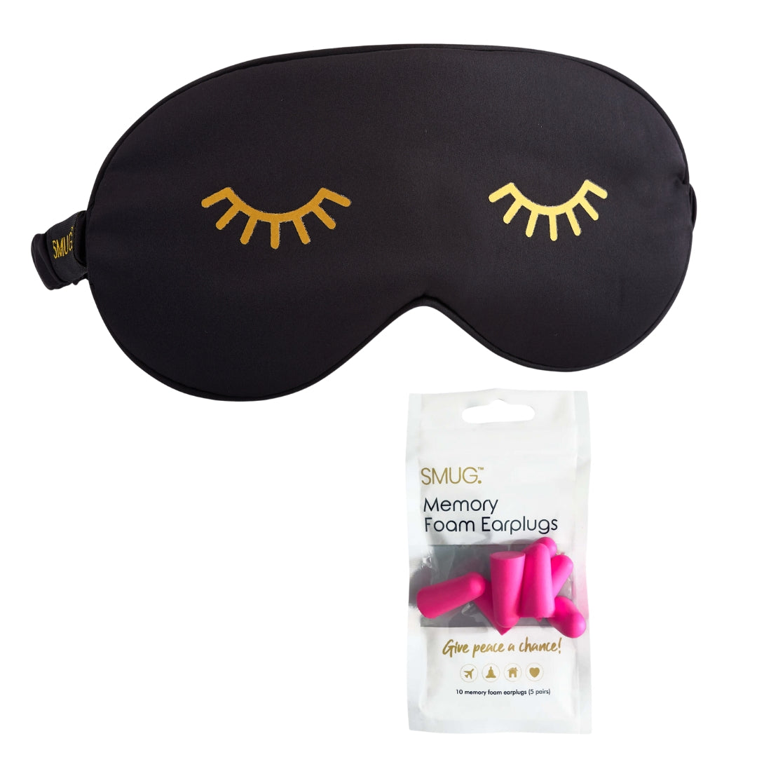 Satin Sleep Mask - Wink Print, Black