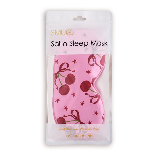 Satin Sleep Mask - Pink Cherries Print