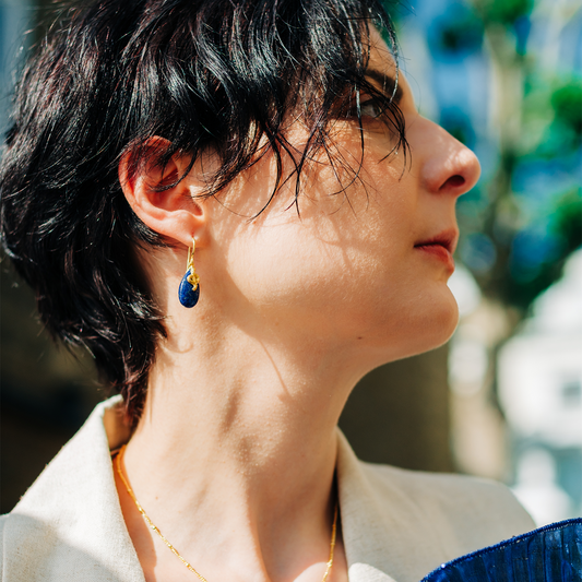 Medusa Gemstone Drop Earrings Lapis