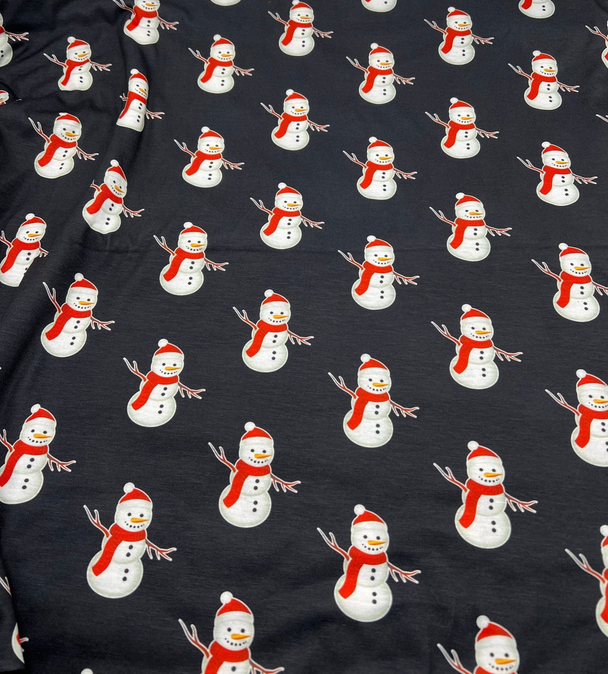 Snowman Print Soft Spun Poly Stretch Fabric