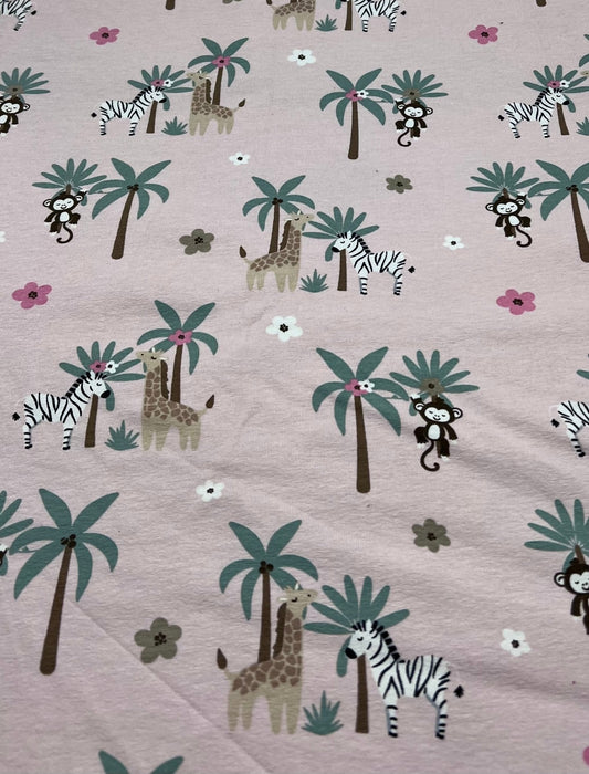 Soft Pink Monkey Cotton Stretch Jersey 200 GSM 95/5 Lycra 4 Way Stretch