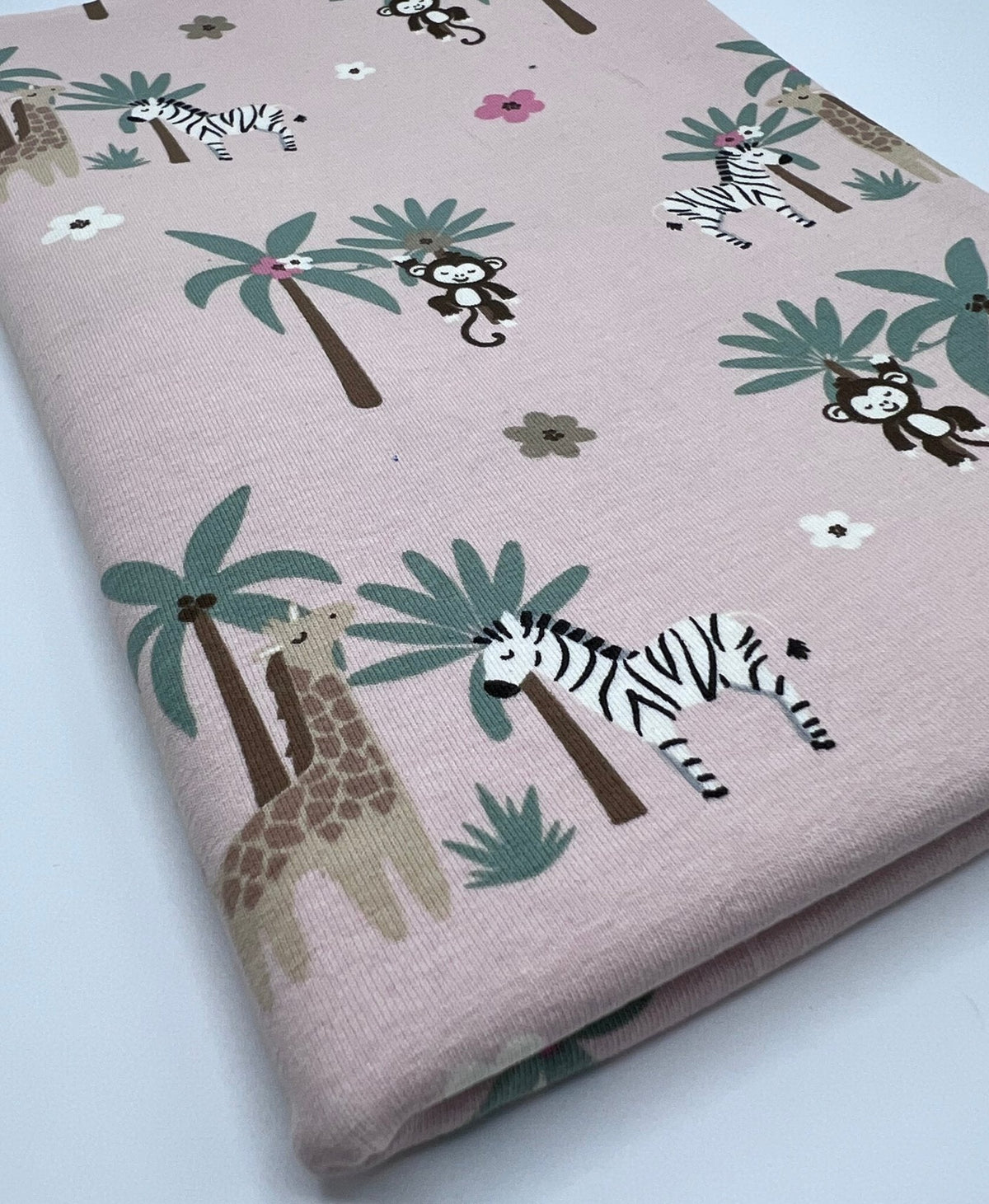 Soft Pink Monkey Cotton Stretch Jersey 200 GSM 95/5 Lycra 4 Way Stretch
