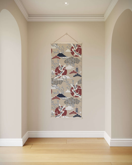 Crane and Cherry Blossom Tapestry