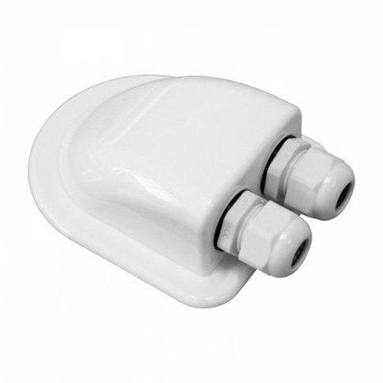 Solar panel mounting set with corner brackets, side brackets and a waterproof cable gland