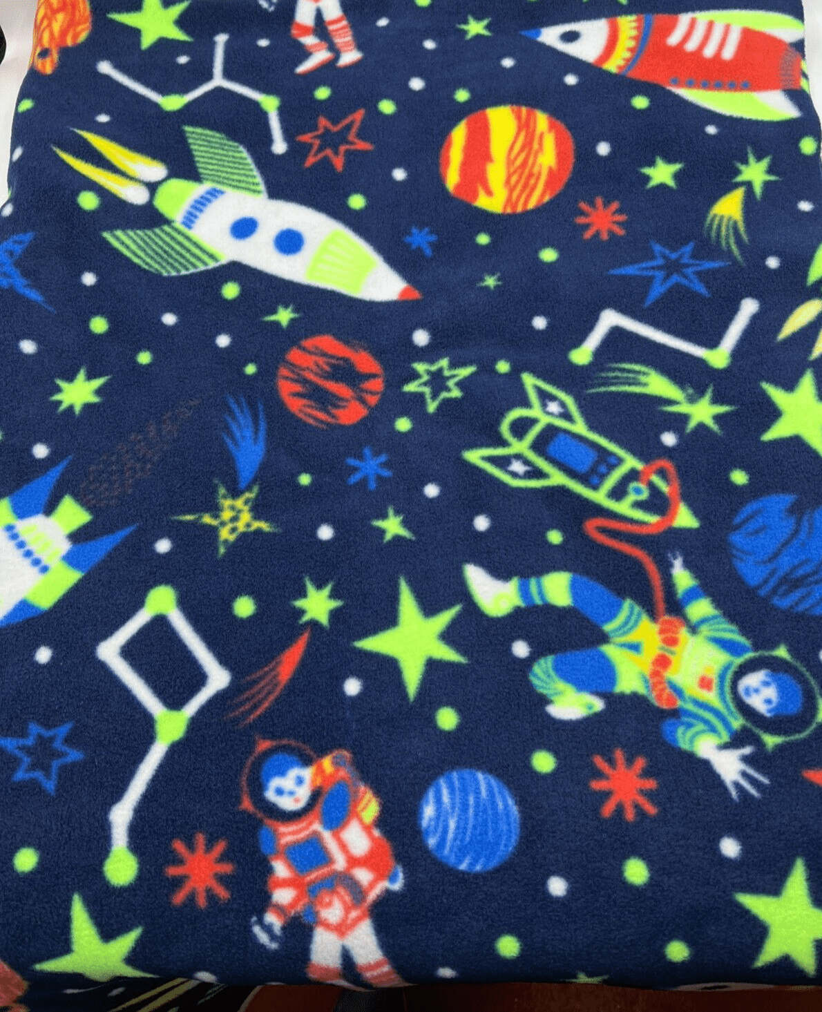 Space Printed Anti-Pil Polar Fleece Fabric Blanket Loungewear