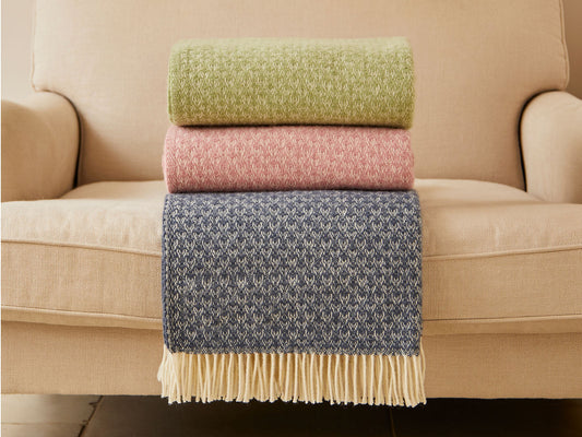 Isobel Crescent Pure New Wool Throw - Blue Slate