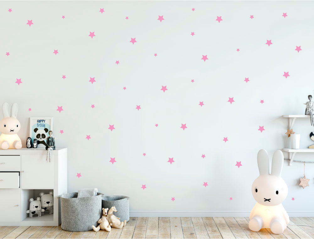 Star Wall Stickers (68 Stars in 4 Sizes) - Kids Nursery Star Decals