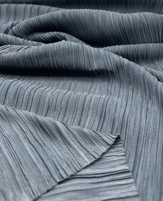 Steel Pleated Plisse Stretch Fabric