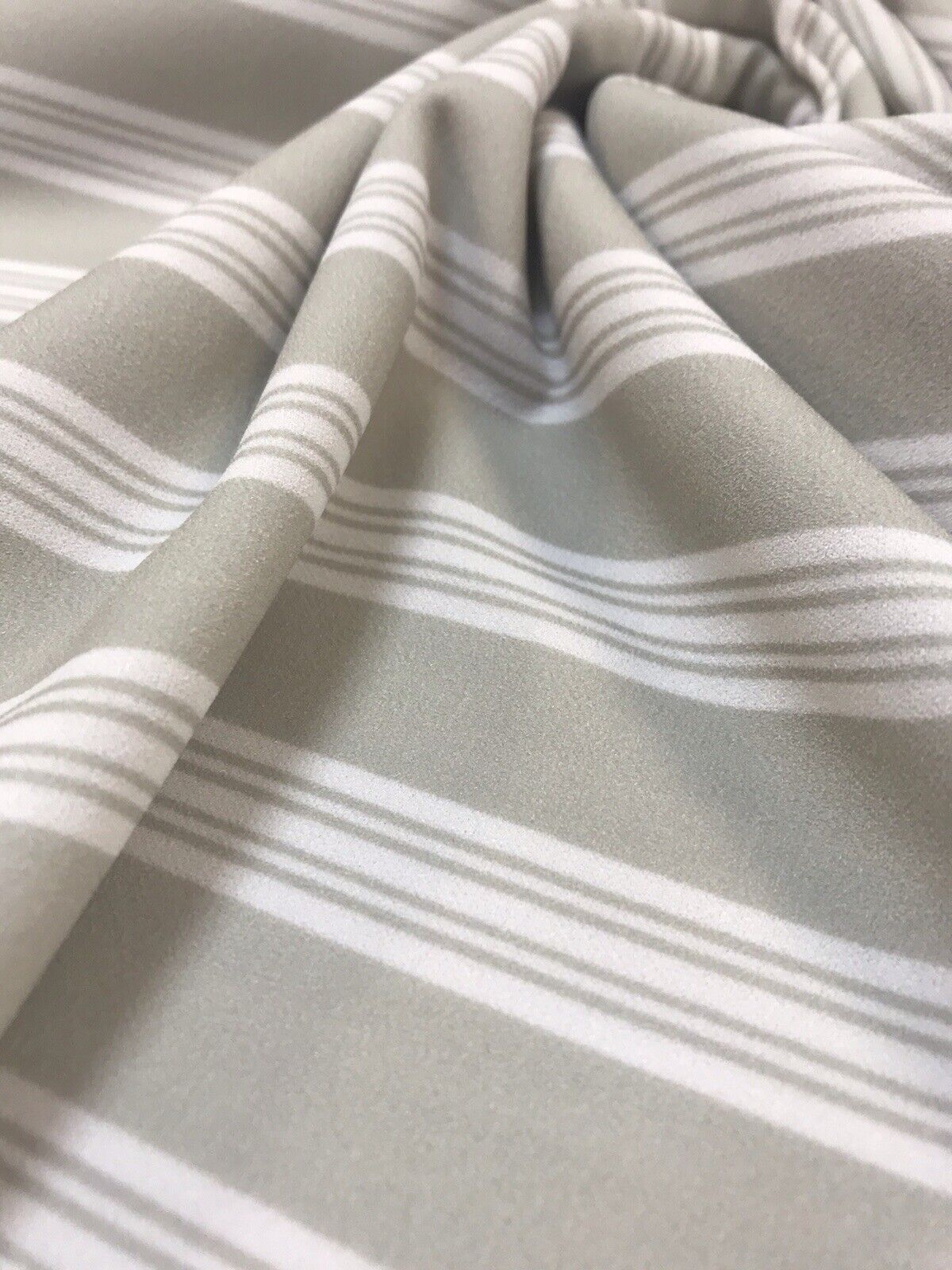 Stone & Ivory Stripe Printed Scuba Crepe Jersey Fabric 4 Way Stretch